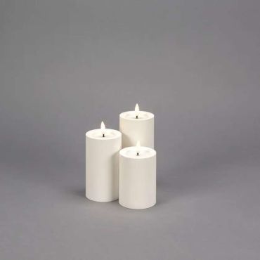 Konstsmide - Bougie LED bloc sur piles avec flamme vacillante - Ø 7 x 15 cm - IP44 - blanc