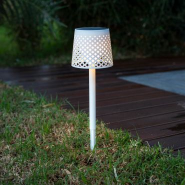 New Garden Greta - lampe solaire extérieure de table, de sol ou murale avec port USB - 80 x 20 x 14 cm - IP65 - blanc