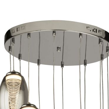 Searchlight Cyclone - lampe suspendue - Ø 52 x 200 cm - 63W LED dimmable inclus - chrome et verre fumé