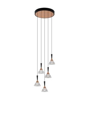 Nova Luce Paluz - lampe suspendue- Ø 32 x 150 cm - 30W dimmable LED inclus - noir mat et or rose