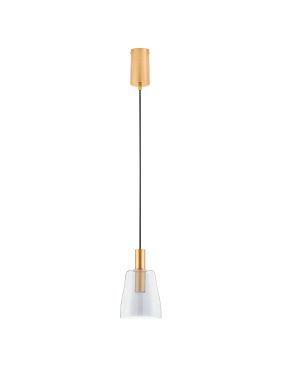 Nova Luce Imatia - lampe suspendue - Ø 14,5 x 215 cm - 7W LED inclus - laiton doré et verre fumé