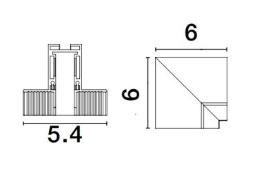 Nova Luce Ultra Slim - rail magnétique encastré sans raccord - connecteur vertical à 90 degrés - 6 x 6 cm - noir
