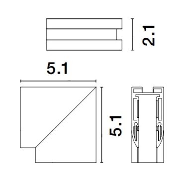 Nova Luce Ultra Slim - rail magnétique pour montage en surface - connecteur vertical à 90 degrés - 5,1 x 5,1 cm - noir