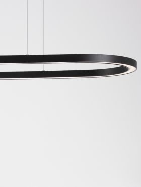 Nova Luce Cuppe - lampe suspendue - 120 x 35 x 200 cm - 58W LED dimmable inclus - noir