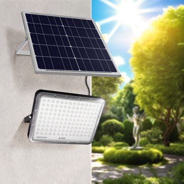 Century Italia Promoteo - illuminateur solaire avec capteur jour et nuit et télécommande - 31 x 4,1 x 22,5 cm - 30W LED inclus - IP65 - noir
