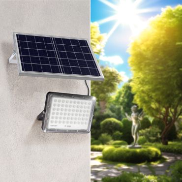 Century Italia Promoteo - projecteur solaire avec capteur jour et nuit et télécommande - 24,3 x 3,9 x 17,2 cm - 20W LED inclus - IP65 - noir