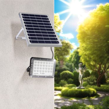 Century Italia Promoteo - spot solaire avec capteur jour et nuit et télécommande - 18 x 3,5 x 12,6 cm - 5W LED inclus - IP65 - noir