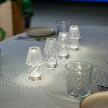 New Garden Lola 12 Lux - lampe de table à piles - Ø 6 x 12 cm - LED inclus - IP44 - transparent