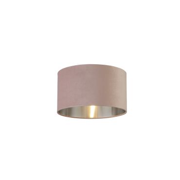 Searchlight Drum Shade - abat-jour - Ø 38 x 22 cm - rose et argent brossé