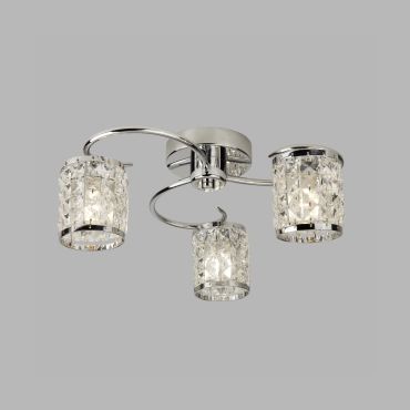 Searchlight Royal - plafonnier - Ø 43 x 17 cm - IP44 - chrome