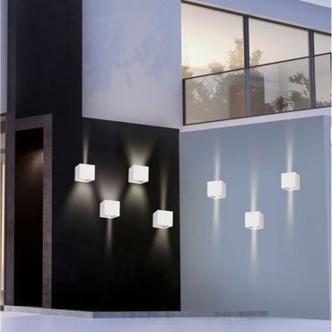 Nova Luce Como - applique murale extérieure - 11,2 x 11,2 x 11,2 cm - 2 x LED 3W inclus - IP54 - blanc