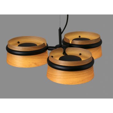 Faro Loop - lampe suspendue - Ø 52 x 9 cm - 3 x 6W LED inclus - brun