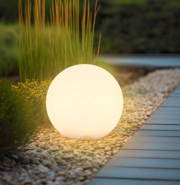 Century Italia Bolla Solar 30 - lampe de table/sol rechargeable à énergie solaire - Ø 30 x 28 cm - 0,7W LED RGB+W incluse - IP44 - blanc