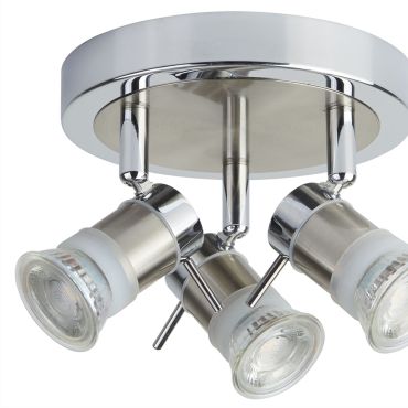 Searchlight Aries - plafonnier - Ø 18 x 13 cm - IP44 - chrome