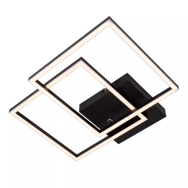 Lucide Arianne - plafonnier - 58 x 35,5 x 6,5 cm - 23W LED incl. - couleur de lumière réglable - noir