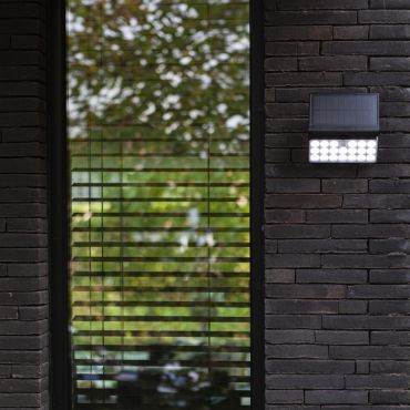 Lutec Tuda - applique solaire extérieure avec détecteur de mouvement - smart lighting - Lutec Connect - 18 x 11,1 x 19,2 cm - 8,5W LED inclus - IP44 - noir