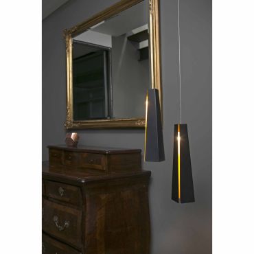 Faro Pluma - lampe suspendue - Ø 8,2 x 36 cm - 3W LED inclus - noir et or