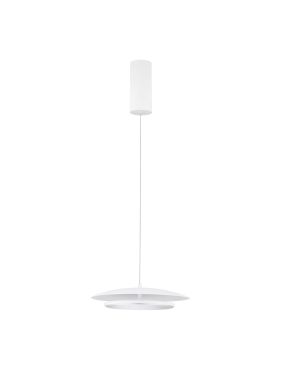 Nova Luce Olos - lampe suspendue - Ø 35 x 120 cm - 21W dimmable LED inclus - blanc sablé et miroir chromé