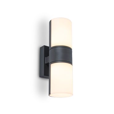 Lutec Cyra - applique murale extérieure - 7 x 12 x 24 cm - 2 x 8W LED inclus - IP54 - gris foncé