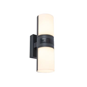 Lutec Cyra - Applique d'extérieur avec détecteur - 7 x 12 x 24 cm - 2 x 8,25W LED inclus - IP54 - gris foncé