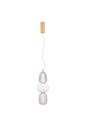 Nova Luce Movil - lampe suspendue - Ø 17 x 120 cm - 28W dimmable LED inclus - or, transparent et opale
