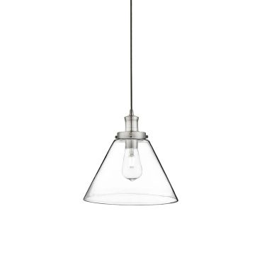 Searchlight Pyramid - lampe suspendue - Ø 29 x 100 cm - transparent et argent satiné
