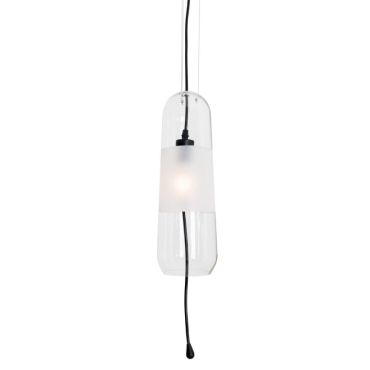 Maxlight Mauri - lampe suspendue - Ø 12,5 x 180 cm - noir et verre transparent