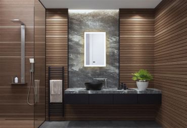 Searchlight - miroir lumineux avec éclairage et horloge digitale - 60 x 90 cm - 49W LED dimmable inclus - IP44 - blanc