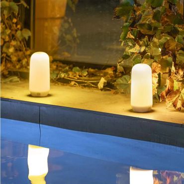 New Garden Candy - source lumineuse portable rechargeable avec effet bougie et télécommande - Ø9 x 19 cm - 2W dimmable LED inclus - IP54 - noir