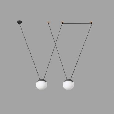 Faro Mine - lampe suspendue 2L - gris foncé - verre