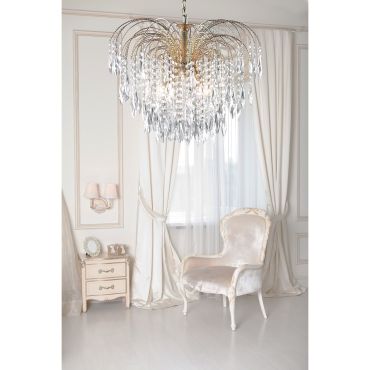 Searchlight Waterfall - lampe suspendue - Ø 53 x 98 cm - or et transparent