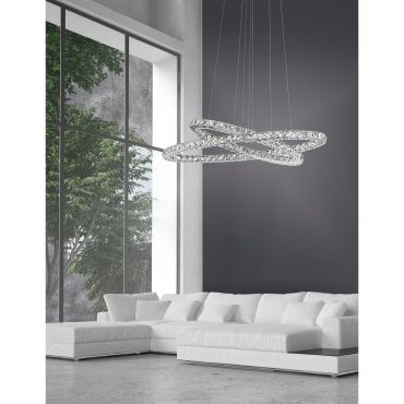 Nova Luce Celine - lampe suspendue - 85 x 42 x 120 cm - 52W LED inclus - chrome