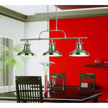Searchlight Dallas - lampe suspendue - 95 x 25 x 150 cm - argent satiné