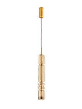 Nova Luce Bento - lampe suspendue - Ø 8 x 180 cm - 12W LED inclus - laiton doré et verre cognac