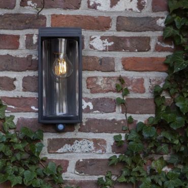 Lutec Flair - applique solaire extérieure avec détecteur de mouvement - 12 x 13,8 x 28,5 cm - 2W LED inclus - IP44 - noir