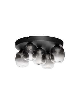 Nova Luce Kita - plafonnier - Ø 45 x 22 cm - 28W LED inclus - noir sablé et verre fumé