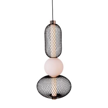 Maxlight Bora - lampe suspendue - Ø 22 x 183 cm - 10W LED inclus - noir et or