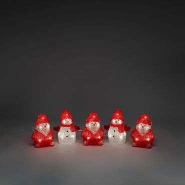 Konstsmide Lumières de Noël - 5 décorations pour la neige et le Père Noël - 7 x 13 x 400 cm - IP44 - rouge et blanc