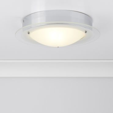Searchlight Bathroom Flush - plafonnier de salle de bains - Ø 30 x 10 cm - IP44 - chrome