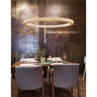 Nova Luce Fiore - lampe suspendue -Ø 80 x 120 cm - 80W dimmable LED inclus - antique gold brass