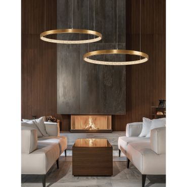 Nova Luce Preston - lampe suspendue - Ø 80 x 120 cm - 50W dimmable LED inclus - antique gold brass