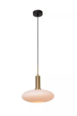 Lucide Singala - lampe suspendue - Ø 30 x 169 cm - opale et or