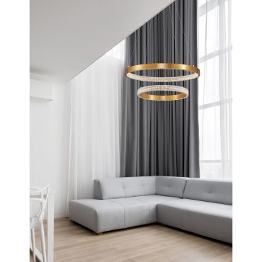 Nova Luce Preston - lampe suspendue - Ø 60 x 120 cm - 60W dimmable LED inclus - antique gold brass
