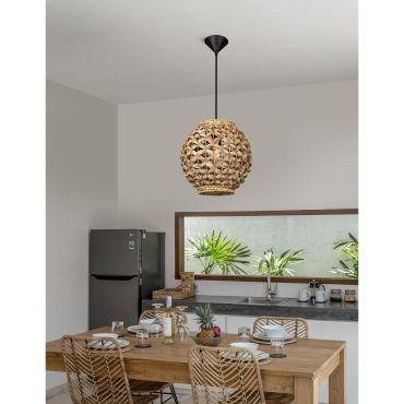 Nova Luce Griffin - lampe suspendue - Ø 30,5 x 215 cm - brun clair