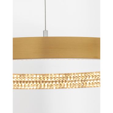 Nova Luce Preston - lampe suspendue - Ø 40 x 120 cm - 25W LED dimmable inclus - antique gold brass