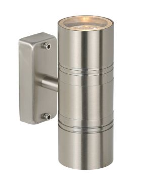 Lucide Arne - Applique d'extérieur - 6,3 x 12 x 17 cm - 2 x 5W LED inclus - IP44 - chrome satiné