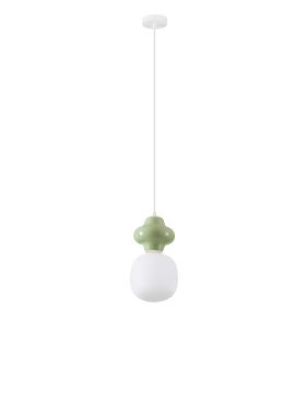 Nova Luce Clio - lampe suspendue - Ø 18 x 198 cm - vert et verre opale