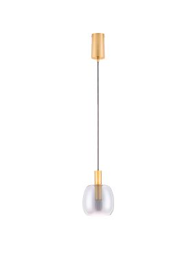 Nova Luce Imatia - lampe suspendue - Ø 16 x 215 cm - 7W LED inclus - laiton doré et verre fumé