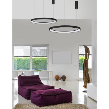 Nova Luce Pertino - lampe suspendue - Ø 78 x 150 cm - 60W LED dimmable inclus - noir sable