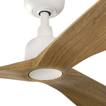 Faro Outwood L - ventilateur de plafond - Ø 150 cm - IP44 - blanc mat et chêne